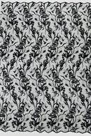 Multi-Color Floral Leaf Fabric - Black / White  - Sequins Lace Flower Fabric Sold By Yard
