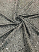 Sparkle Glitter Beaded Fabric - Black - Shimmer Stretch Glitter Fabric with Beads and Sequins Sold By Yard