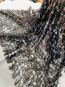 Sword Shaped Sequins - Black - Hanging Solid Sequins On Mesh Fabric By Yard