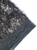 Sword Shaped Sequins - Black - Hanging Solid Sequins On Mesh Fabric By Yard