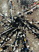 Oval Jumbo Paillette Sequins - Black - Big Oval Paillette Sequins Design Fabric By Yard