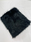 60" Solid Shaggy Faux Fur - Black - Long Pile Luxury Shaggy Soft Faux Fur Fabric By Yard