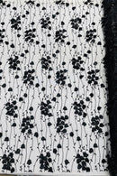 3D Floral Glitter Fabric - Black - 3D Sequins and Glitter Floral Design on Mesh Sold By Yard