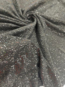 Lurex Stretch Fabric - Black - Shiny Metallic 4 Way Stretch Sequins Lurex Spandex Fabric by Yard