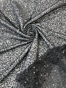 Beaded Sequins Pearl Fabric - Black -  Embroidered Pearl Beads and Sequins on Lace By Yard