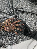 Beaded Sequins Pearl Fabric - Black -  Embroidered Pearl Beads and Sequins on Lace By Yard