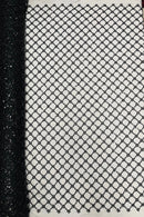 Diamond Net Bead Fabric - Black - Geometric Embroidery Beaded Sequins Fabric Sold By The Yard