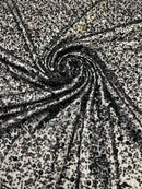 Pearl Sequins Heavy Fabric - Black - Heavy Duty Handmade Embroidery Lace Sequins By Yard