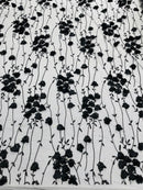 3D Floral Glitter Fabric - Black - 3D Sequins and Glitter Floral Design on Mesh Sold By Yard