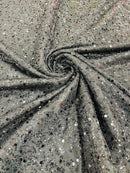 Sparkle Glitter Beaded Fabric - Black - Shimmer Stretch Glitter Fabric with Beads and Sequins Sold By Yard