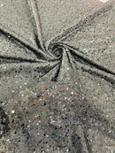 Sparkle Glitter Beaded Fabric - Black - Shimmer Stretch Glitter Fabric with Beads and Sequins Sold By Yard