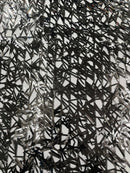 Sword Shaped Sequins - Black - Hanging Solid Sequins On Mesh Fabric By Yard