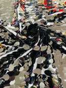 Oval Jumbo Paillette Sequins - Black - Big Oval Paillette Sequins Design Fabric By Yard