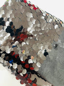 Circle Paillette Sequins - Black - Large Round Paillette Sequins Design Fabric By Yard