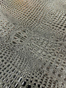 Faux Gator Print Vinyl Fabric - Black - High Quality Faux Animal Skin Vinyl Sold by Yard