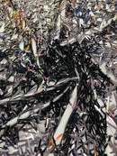 Sword Shaped Sequins - Black - Hanging Iridescent Sequins On Mesh Fabric By Yard