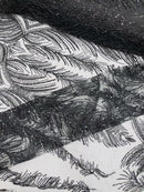 Beaded Line Fabric - Black - Luxury Bridal Line Pattern Fabric With Beads, Sequins Sold By Yard