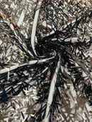 Sword Shaped Sequins - Black - Hanging Solid Sequins On Mesh Fabric By Yard