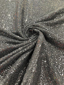 Lurex Stretch Fabric - Black - Shiny Metallic 4 Way Stretch Sequins Lurex Spandex Fabric by Yard