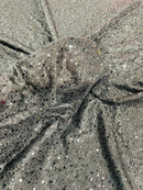 Sparkle Glitter Beaded Fabric - Black - Shimmer Stretch Glitter Fabric with Beads and Sequins Sold By Yard