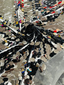 Oval Jumbo Paillette Sequins - Black - Big Oval Paillette Sequins Design Fabric By Yard