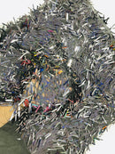 Sword Shaped Sequins - Black - Hanging Iridescent Sequins On Mesh Fabric By Yard