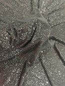 Lurex Stretch Fabric - Black - Shiny Metallic 4 Way Stretch Sequins Lurex Spandex Fabric by Yard