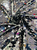 Oval Jumbo Paillette Sequins - Black Hologram - Big Oval Paillette Sequins Design Fabric By Yard