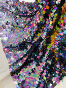 Circle Paillette Sequins - Iridescent Black - Large Round Paillette Sequins Design Fabric By Yard