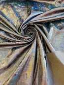 Foggy Foil Velvet Fabric - Black - Oil Slick 58/60" Stretch Foil Velvet Fabric By Yard