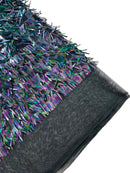 Sword Shaped Sequins - Black Iridescent - Hanging Iridescent Sequins On Mesh Fabric By Yard