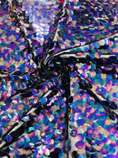 Oval Jumbo Paillette Sequins - Black Iridescent - Big Oval Paillette Sequins Design Fabric By Yard