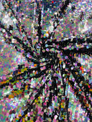 Circle Paillette Sequins - Iridescent Black - Large Round Paillette Sequins Design Fabric By Yard