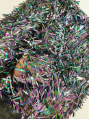 Sword Shaped Sequins - Black Iridescent - Hanging Iridescent Sequins On Mesh Fabric By Yard