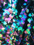Round Sequins Fabric - 19mm Round Circle Shape Sequins Fabric By Yard (Pick Color)