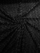 Minky Rose Swirl Fabric - Black - 58" Blossom Ball Rosebud Plush Fur Soft Fabric By Yard