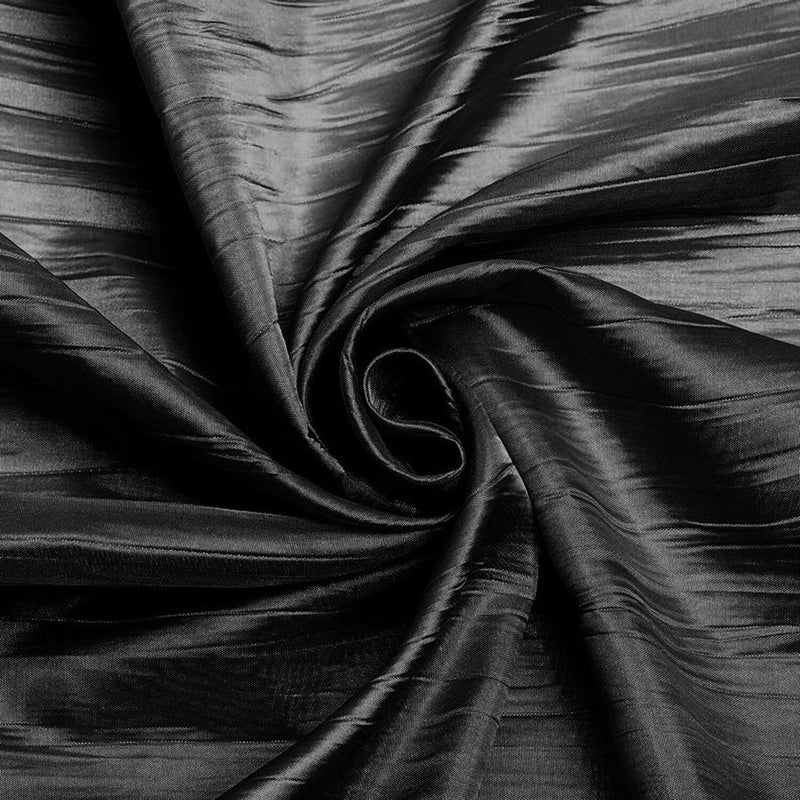 Crushed Taffeta Fabric - Black - 54" Wide Crushed Taffeta Creased Fabric Sold by Yard