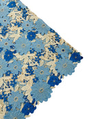 Multi-Color Guipure Lace Fabric - Blue / Beige  - Floral Lace Fabric Sold by The Yard