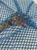 Diamond Net Sequins Fabric - Blue - Geometric Diamond Net Design on Mesh Lace Fabric By Yard