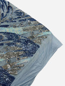 Olivia Sequins Design - Light Blue / Aqua / Silver - 4 Way Stretch Multi Color Sequin Fabric on Mesh Sold By Yard