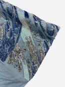 Olivia Sequins Design - Light Blue / Aqua / Silver - 4 Way Stretch Multi Color Sequin Fabric on Mesh Sold By Yard