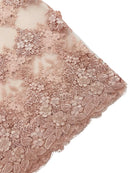 Flower 3D Corded Fabric - Blush - Lace Mesh Fabric Embroidered Floral Design by Yard