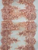 15" Floral Metallic Pattern Lace Table Runner - Metallic Table Runner Sold By Yard