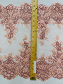 15" Floral Metallic Pattern Lace Table Runner - Metallic Table Runner Sold By Yard