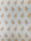 Damask Flower Lace Fabric - Blush - Damask Flowers Embroidered on Lace Fabric By Yard