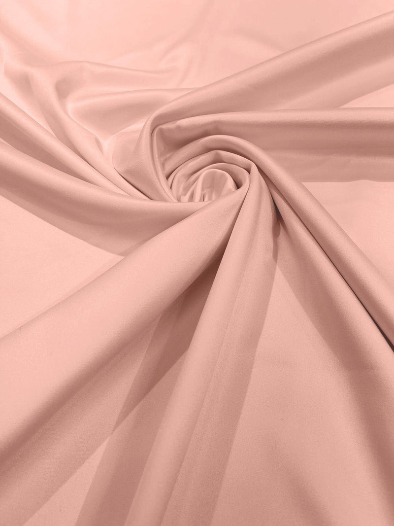Matte L'Amour Stretch Satin - Blush Pink - Stretch Satin Fabric For Bridal, Prom Dress Sold By Yard