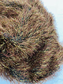Metallic Fringe Eyelash / Feather - Brown / Gold - Embroidered Fabric with Hanging Details 2 Way Stretch By Yard