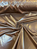 Shiny Latex Stretch Vinyl - Brown - 4 Way Stretch Milliskin Vinyl Spandex Latex Fabric by Yard
