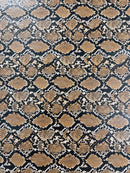 Python Snake Print Vinyl Fabric - Brown -  Faux Animal Snake Print Vinyl Fabric Sold by Yard
