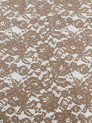 Corded Floral Plant Fabric - Brown - Floral Corded Lace Flower Fabric Sold By Yard